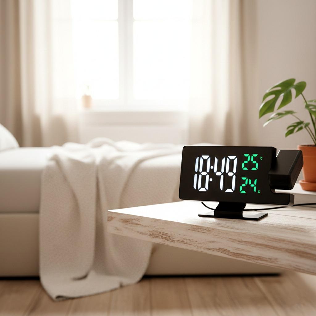 ساعت دیجیتال رومیزی ،پرژکتوری با نمایش دما و رطوبت