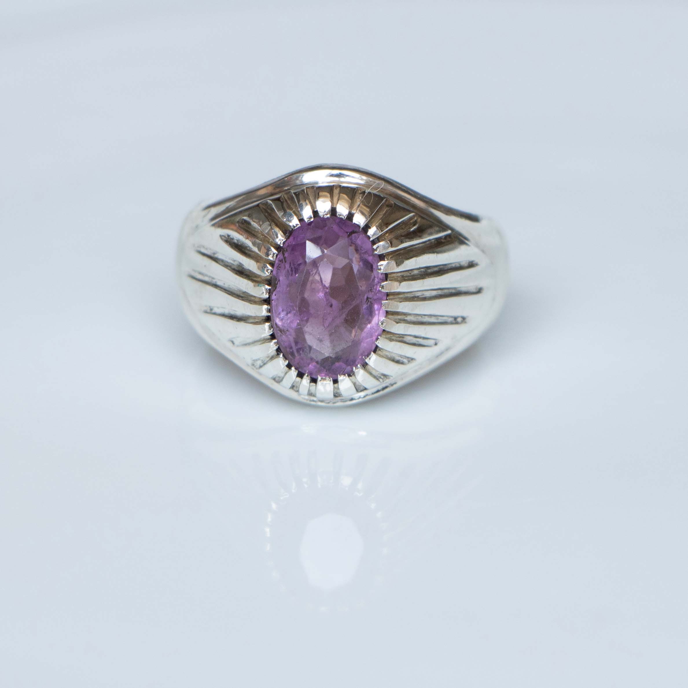 انگشتر مردانه نقره آمیتیست