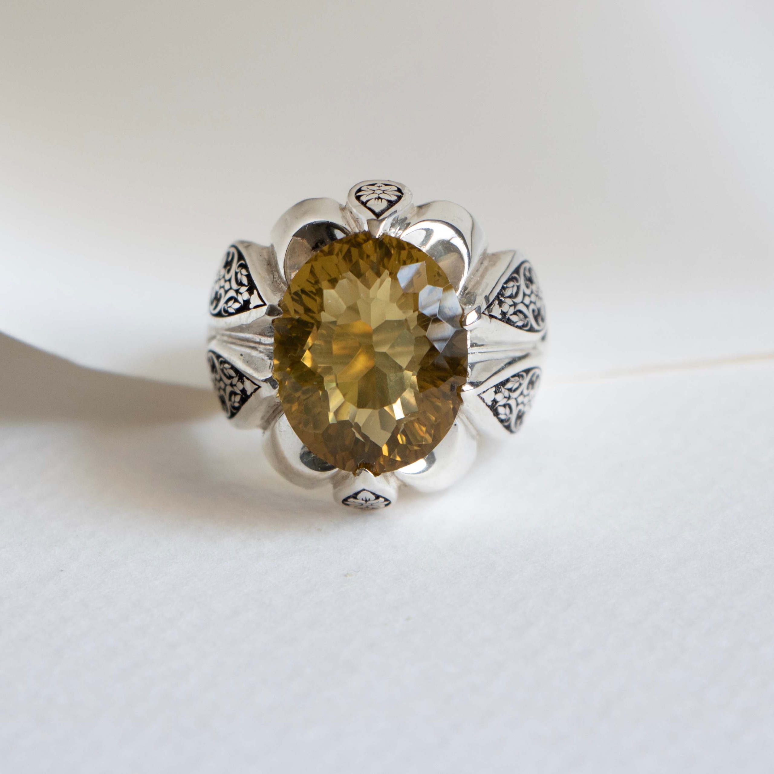 انگشتر مردانه نقره سیترین