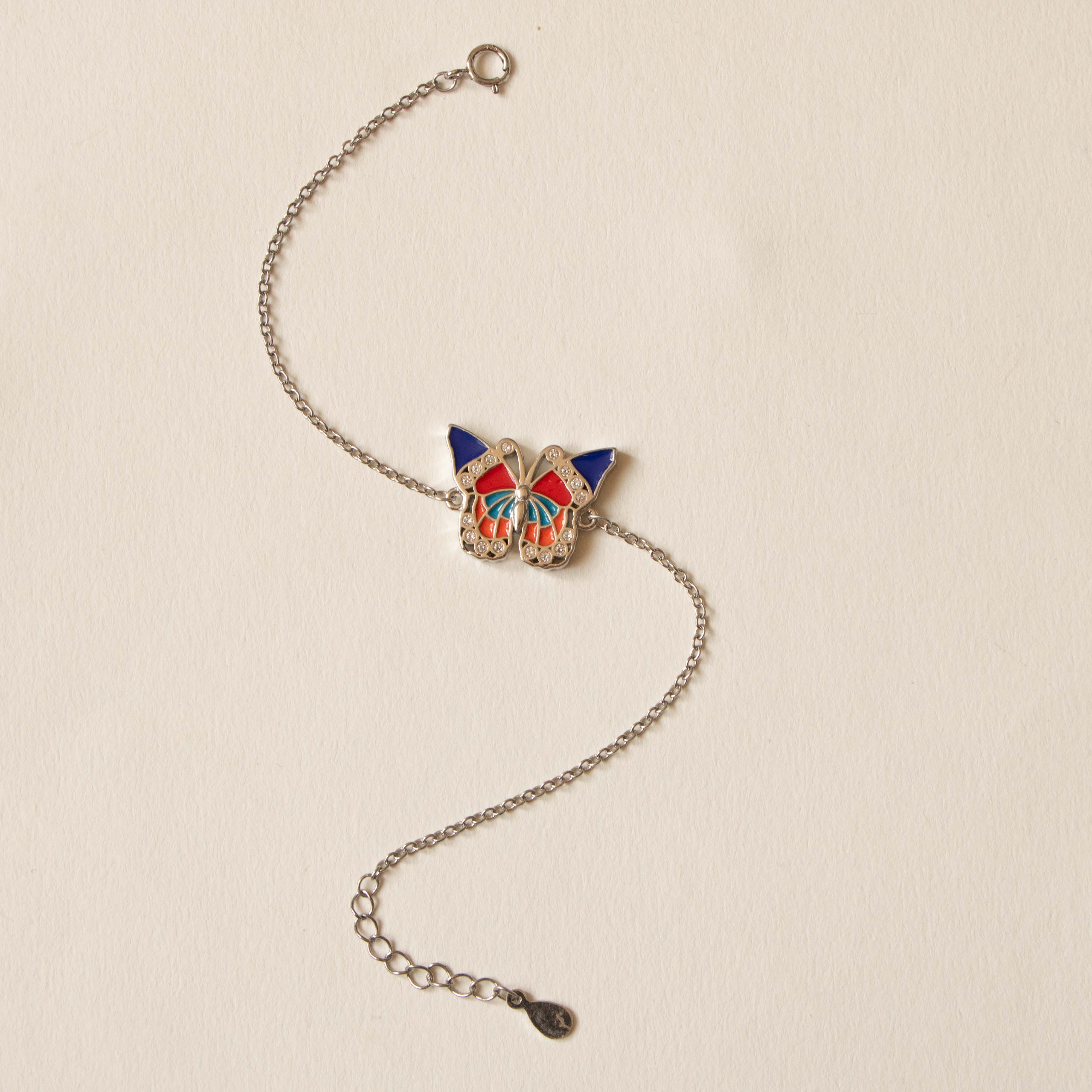 دستبند نقره زنانه طرح پروانه