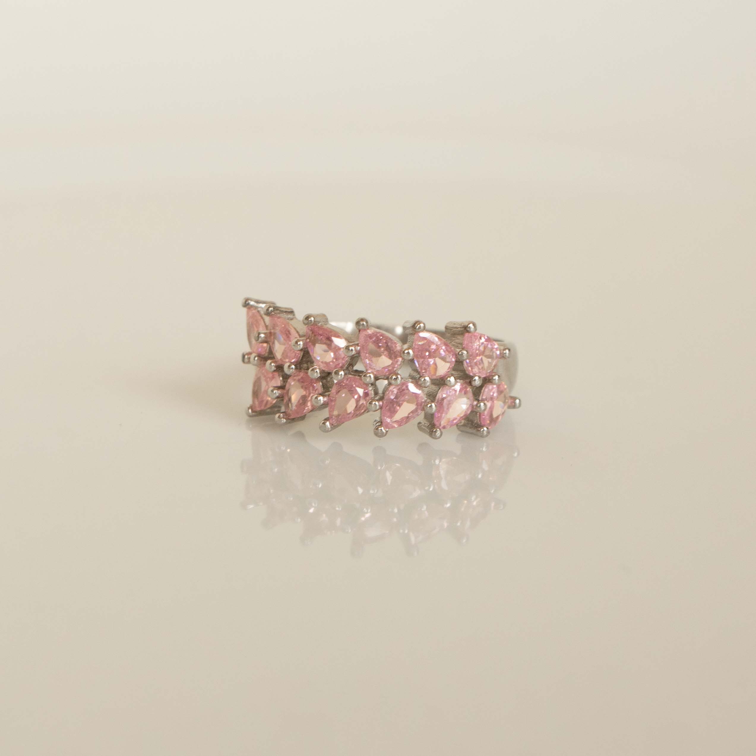 انگشتر زنانه نقره سنگ صورتی