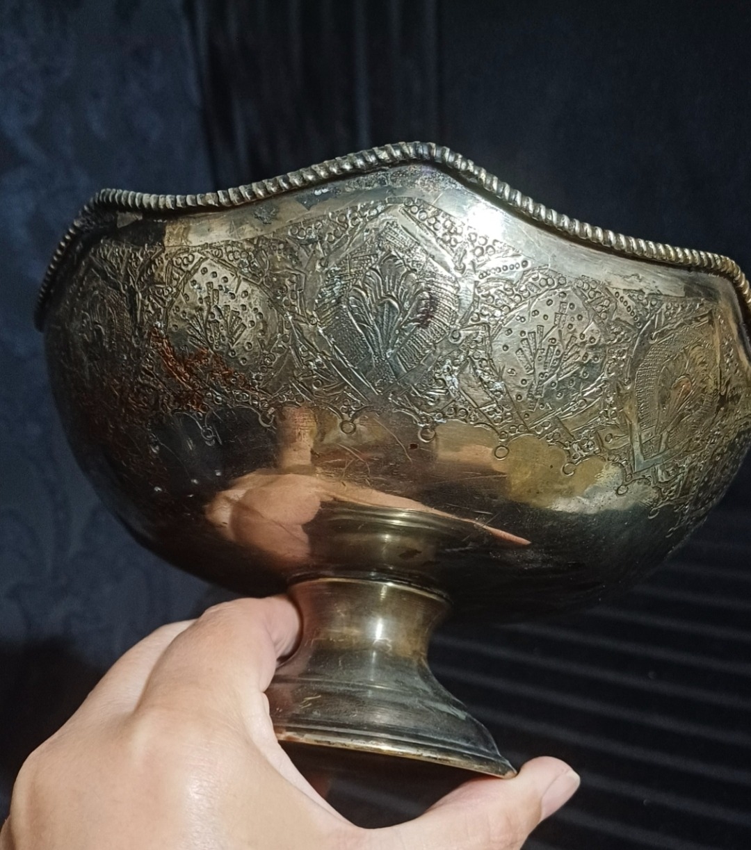 جام برنجی قلم ریز