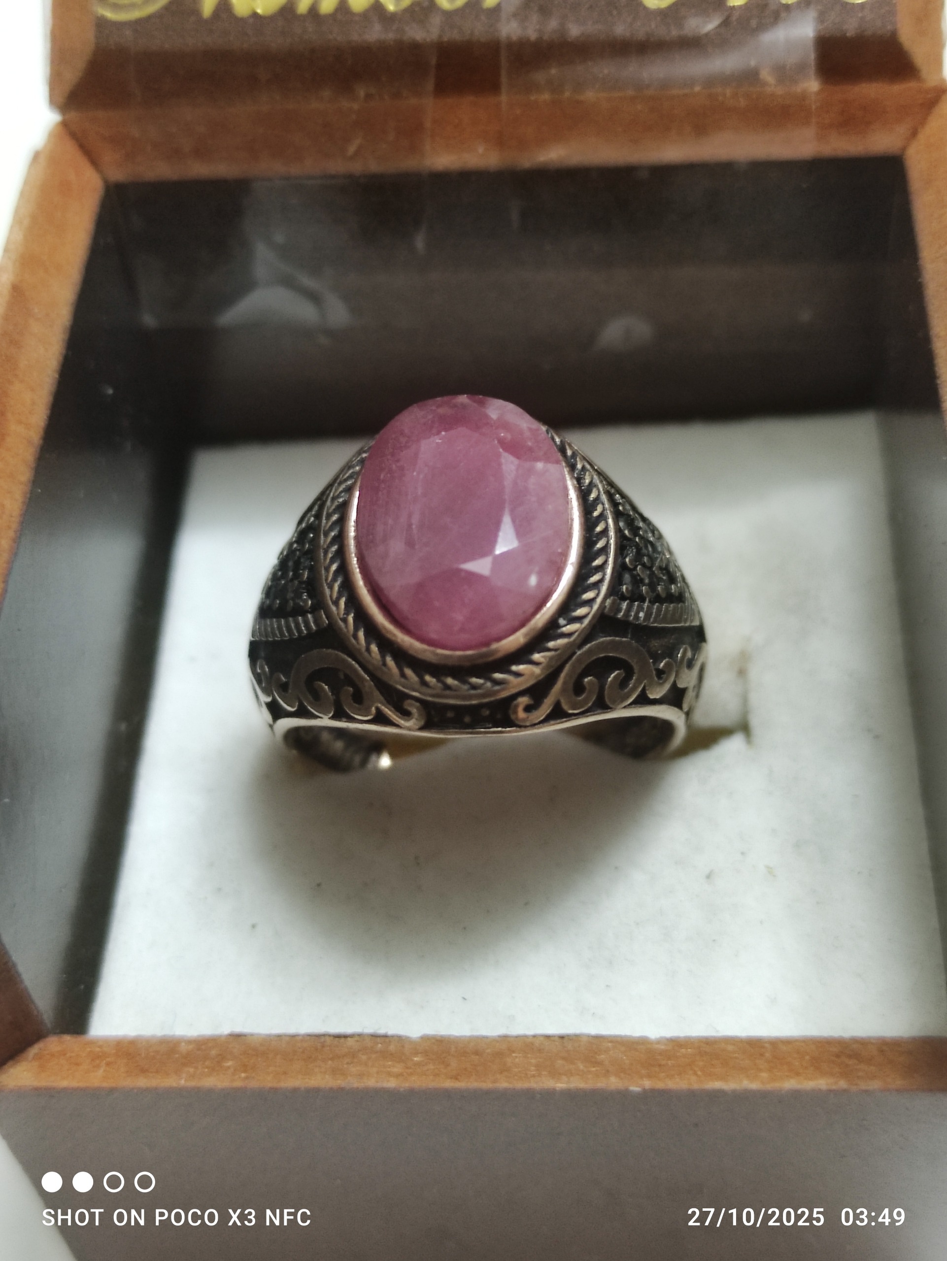 انگشتر رز گلد با نگین سنگ طبیعی و معدنی اصل