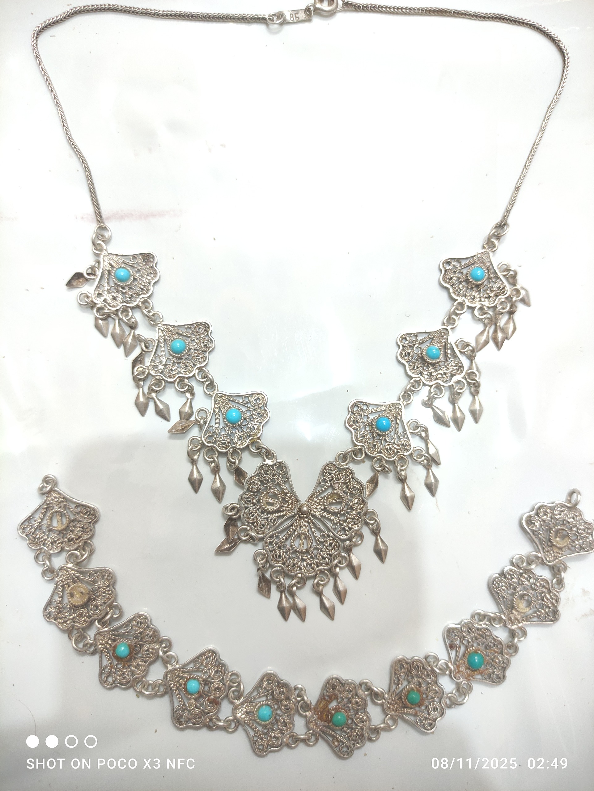 گردنبند و دستبند نقره 925 اعیانی