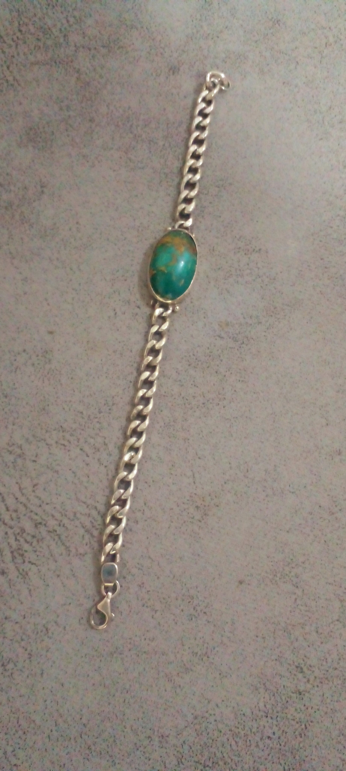 دستبند نقره با سنگ فیروزه اصل