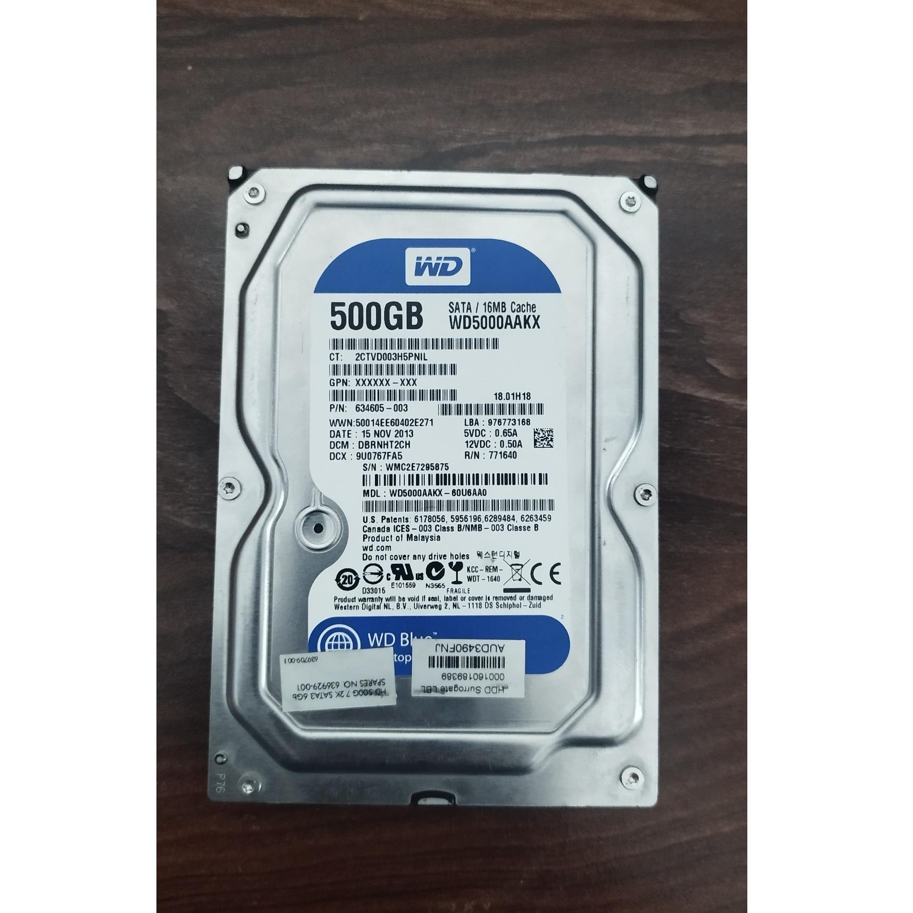هارد 500 گیگ وسترن دیجیتال نو آبی