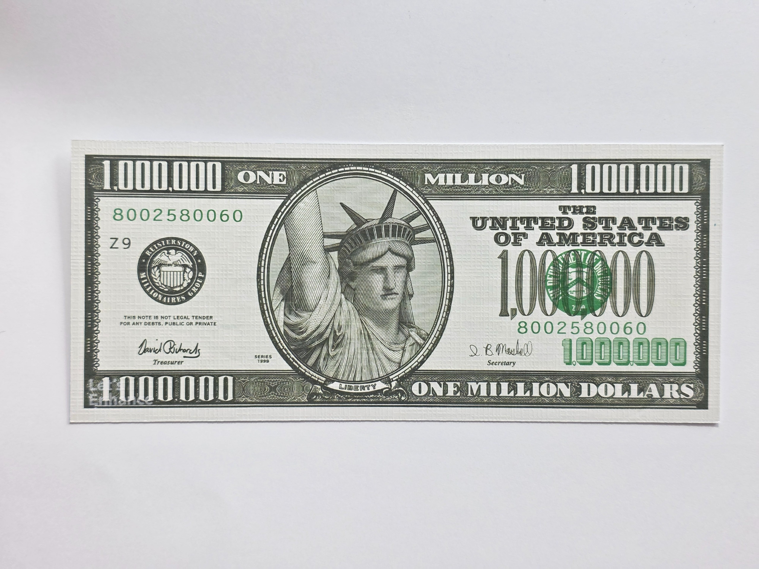 1 میلیون دلار آمریکا با کاغذی خاص Original تیپ 2