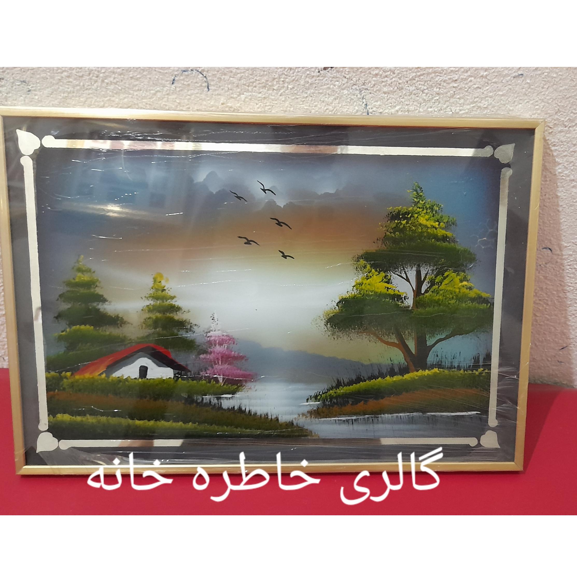 قاب تابلو آینه شیشه ای منظره قدیمی