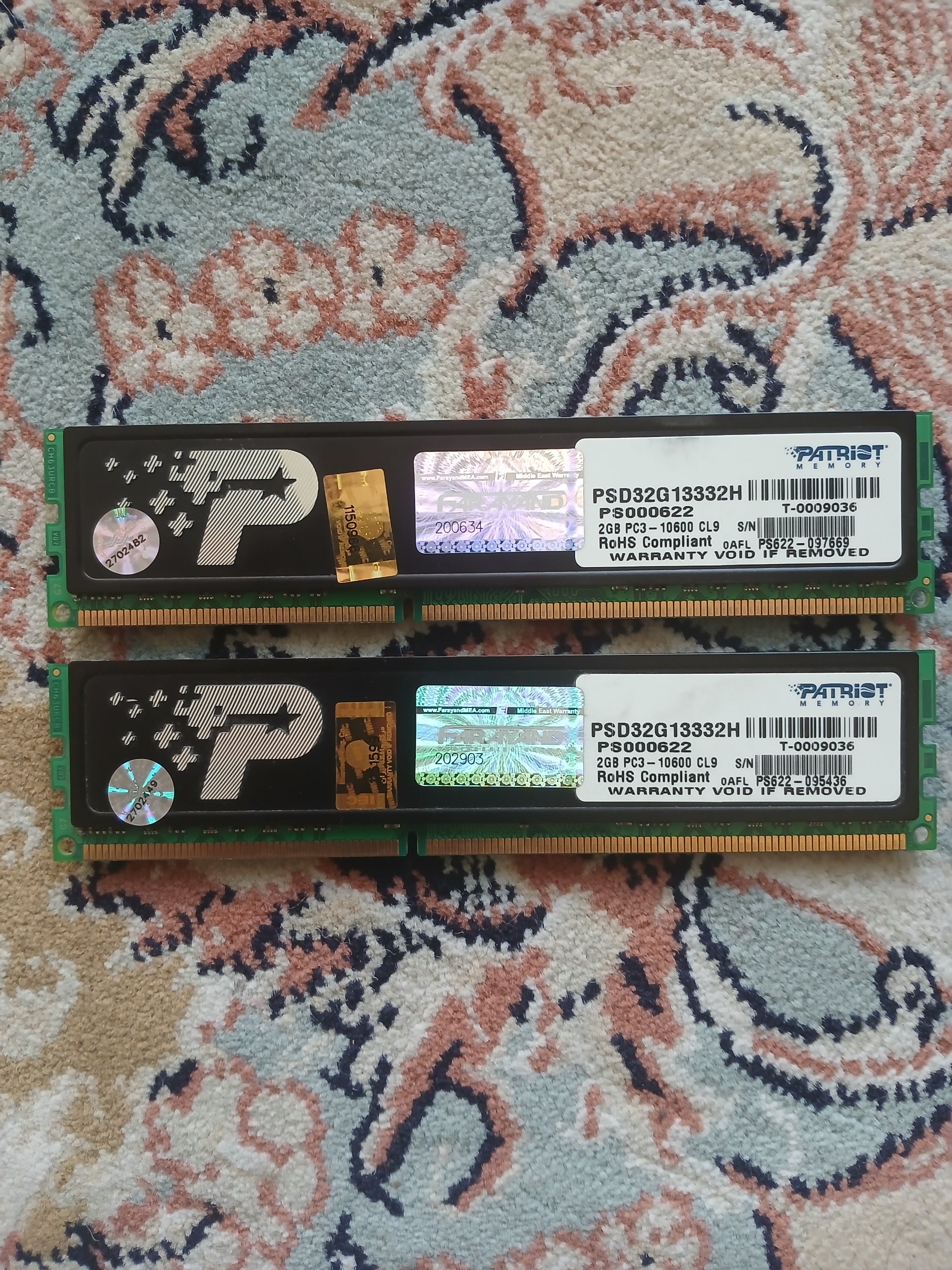رم پاترویت دو عدد 2گیگ ddr3 1333h