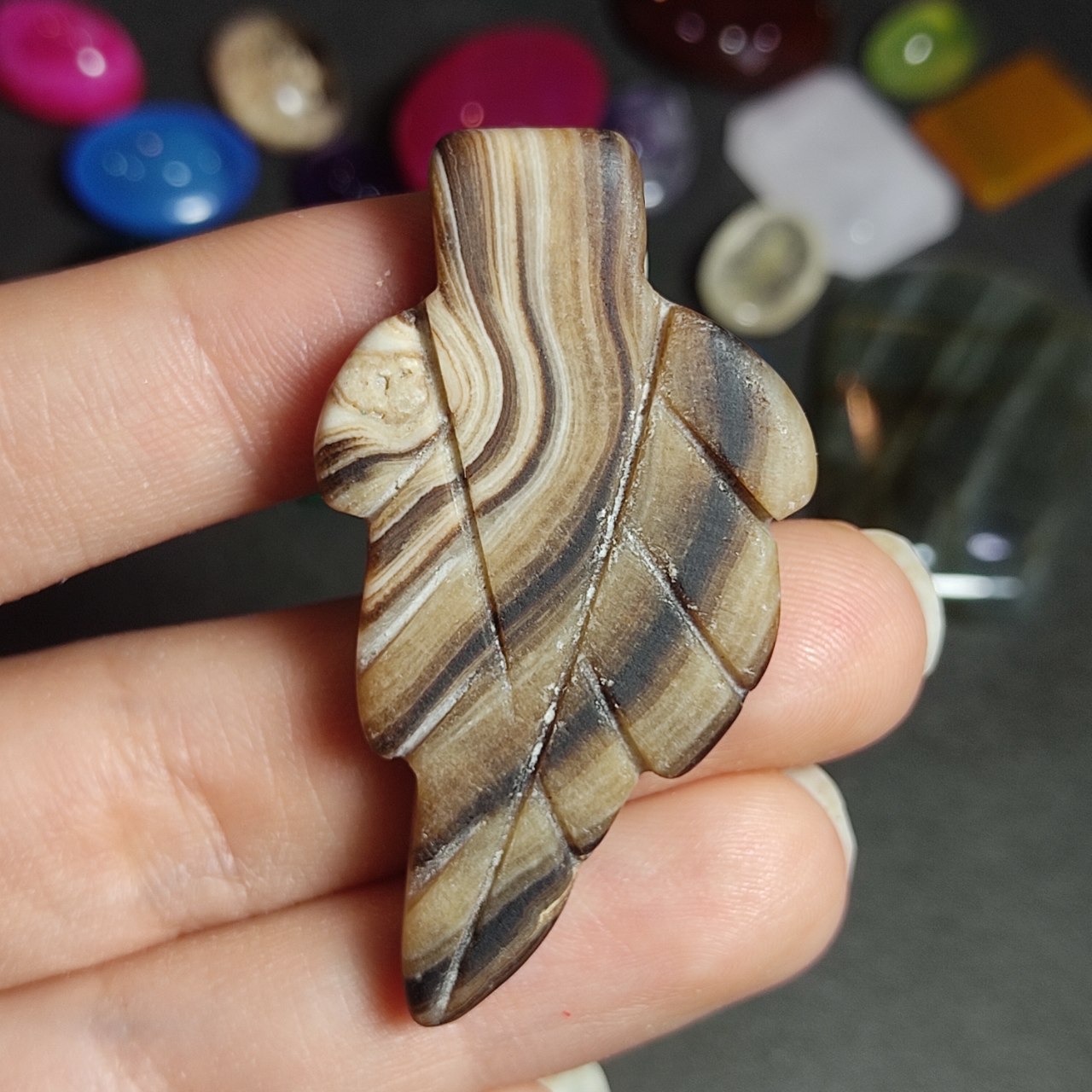 گردنبند سنگ طبیعی جاسپر چوبی معدنی  کد  10084