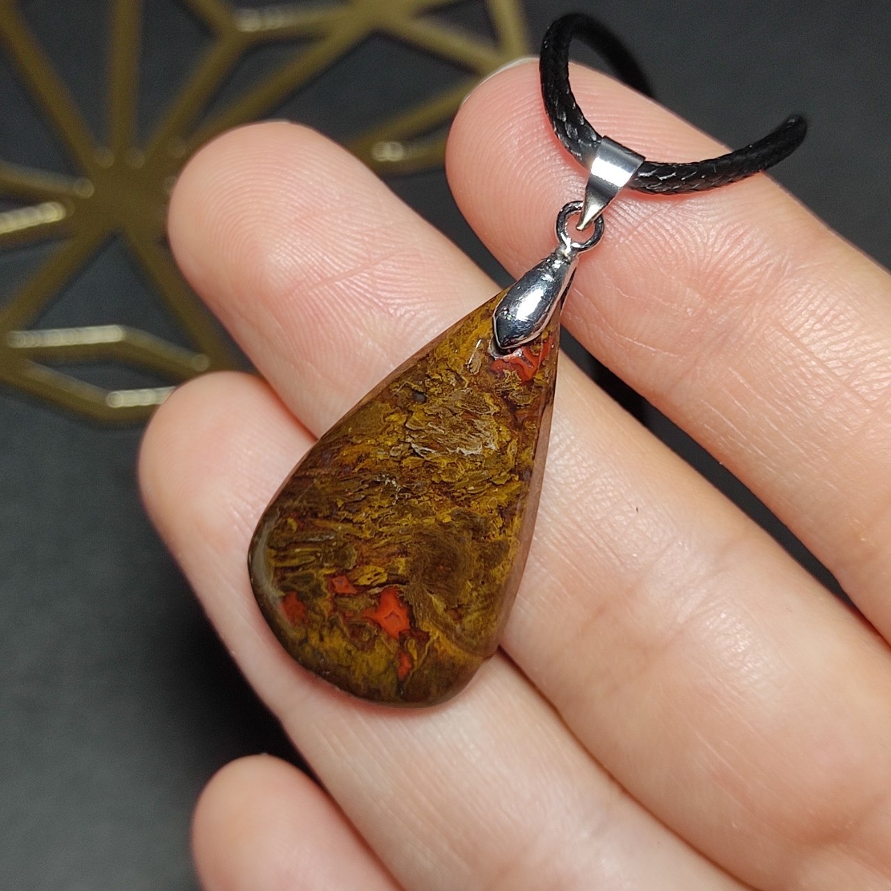 آویز گردنبند سنگ طبیعی  عقیق معدنی مراکش کد 10179