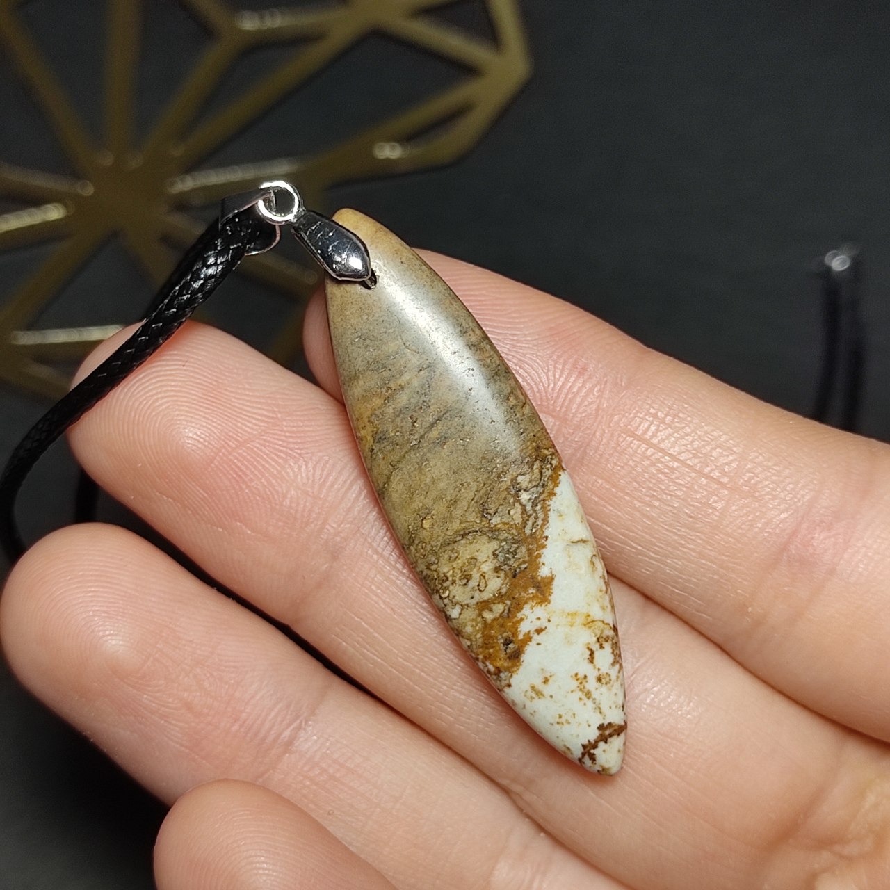 آویز گردنبند سنگ طبیعی جاسپر کویری معدنی کد 10182