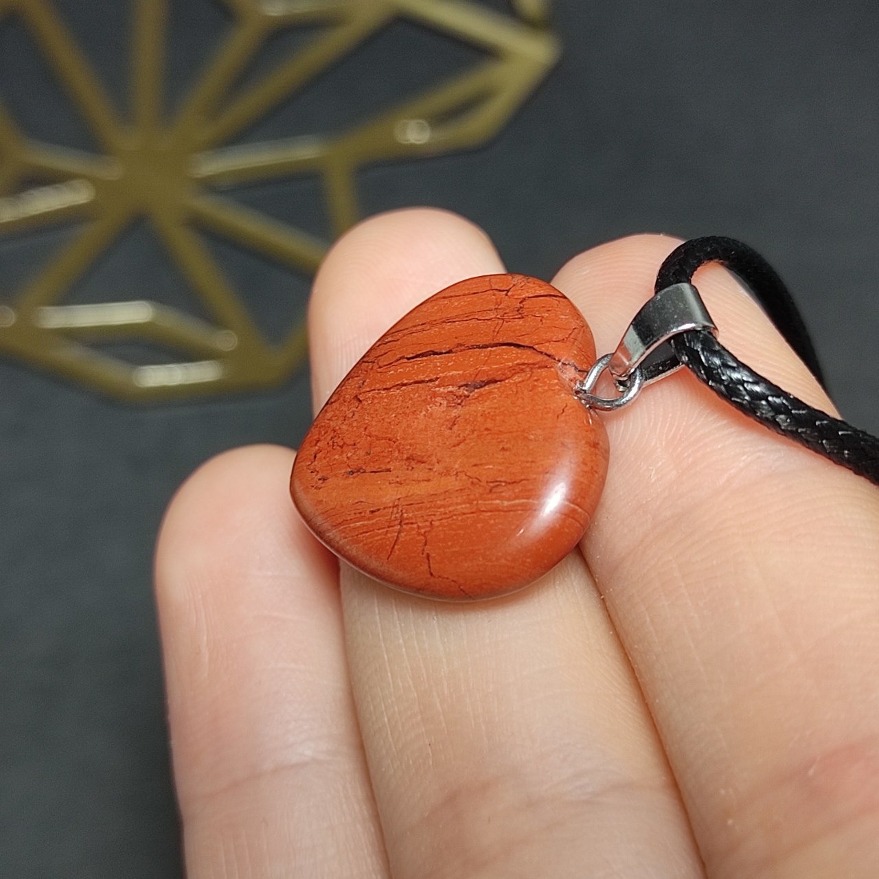 آویز گردنبند سنگ طبیعی جاسپر سرخ معدنی کد 10189