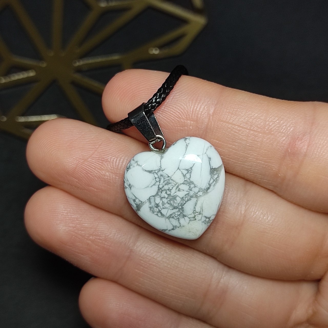 آویز گردنبند سنگ طبیعی هاولیت معدنی کد 10190