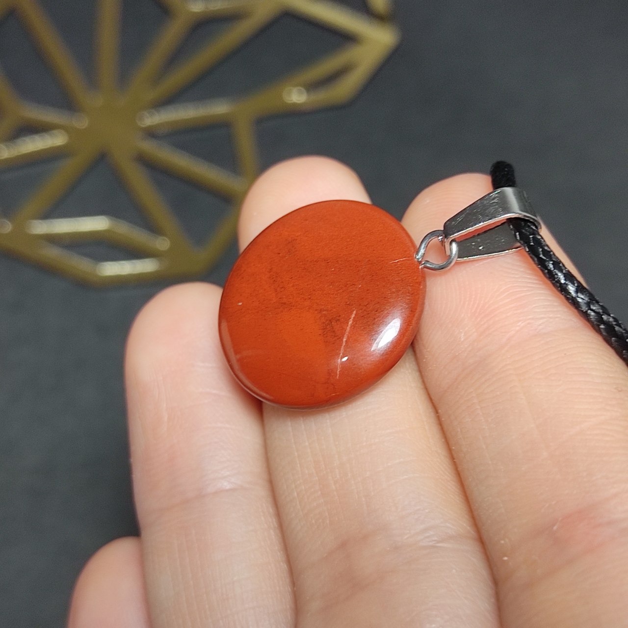 آویز گردنبند سنگ طبیعی جاسپر سرخ معدنی کد 10191