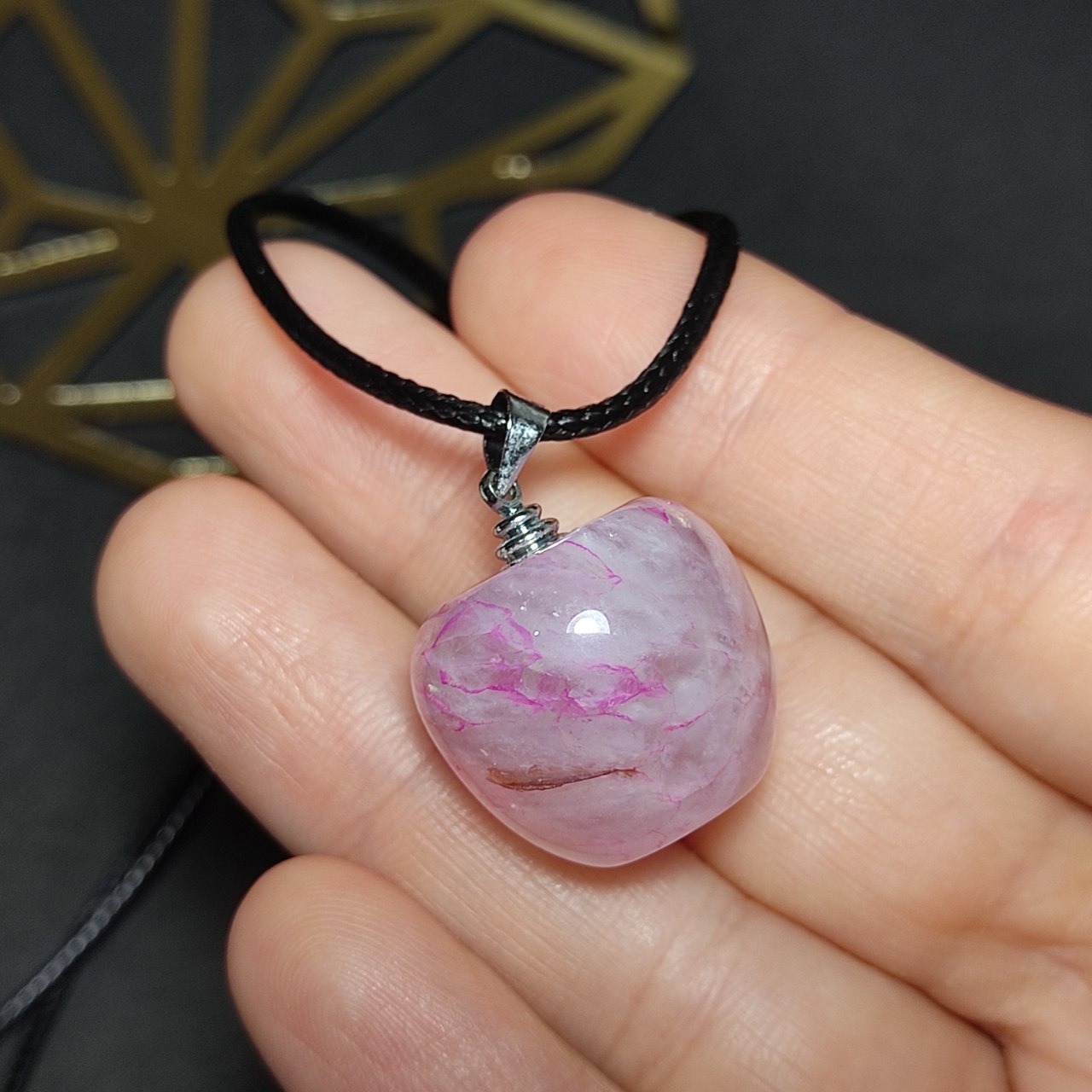 آویز گردنبند سنگ عقیق ژئود معدنی کد 10192