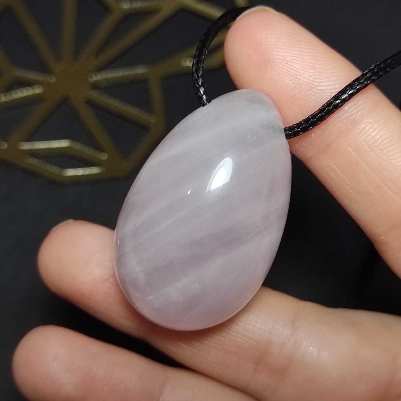 آویز سنگ رز کوارتز معدنی تخم مرغی کد 10194