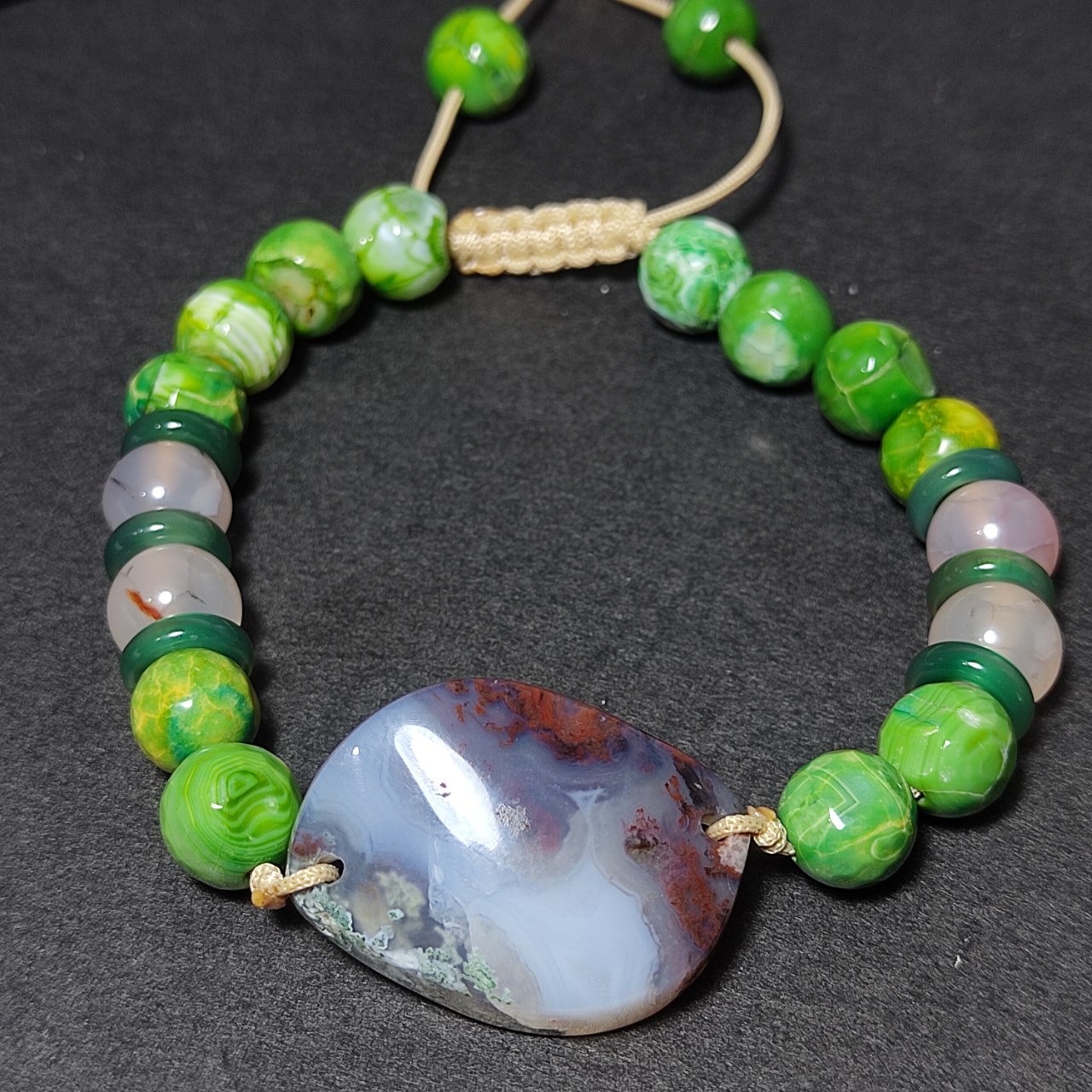 دستبند سنگ عقیق شجر طبیعی خراسانی معدنی کد 10199