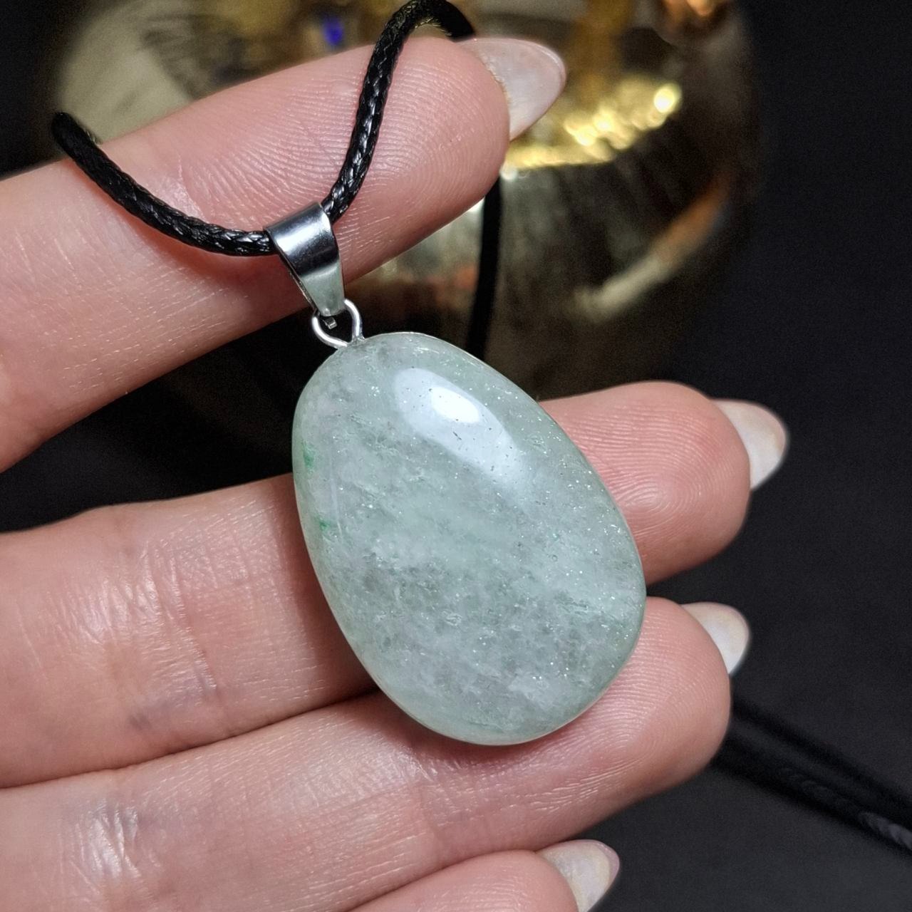 گردنبند آویز سنگ آونتورین معدنی کد 10445