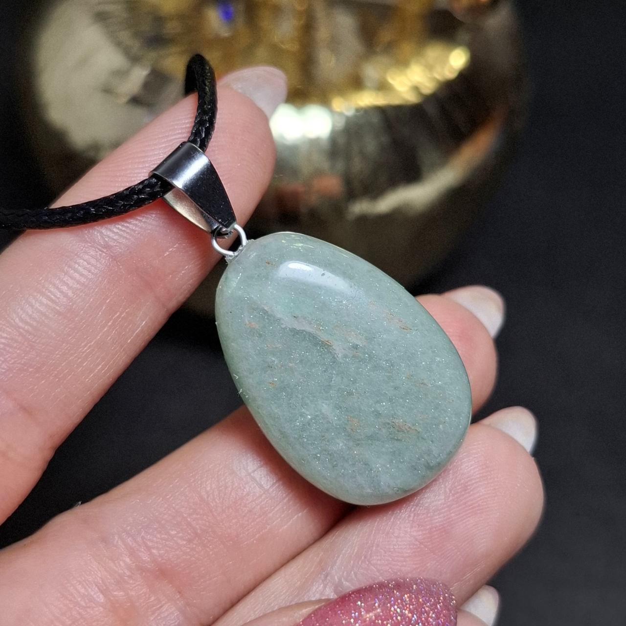 گردنبند آویز سنگ آونتورین معدنی کد 10447