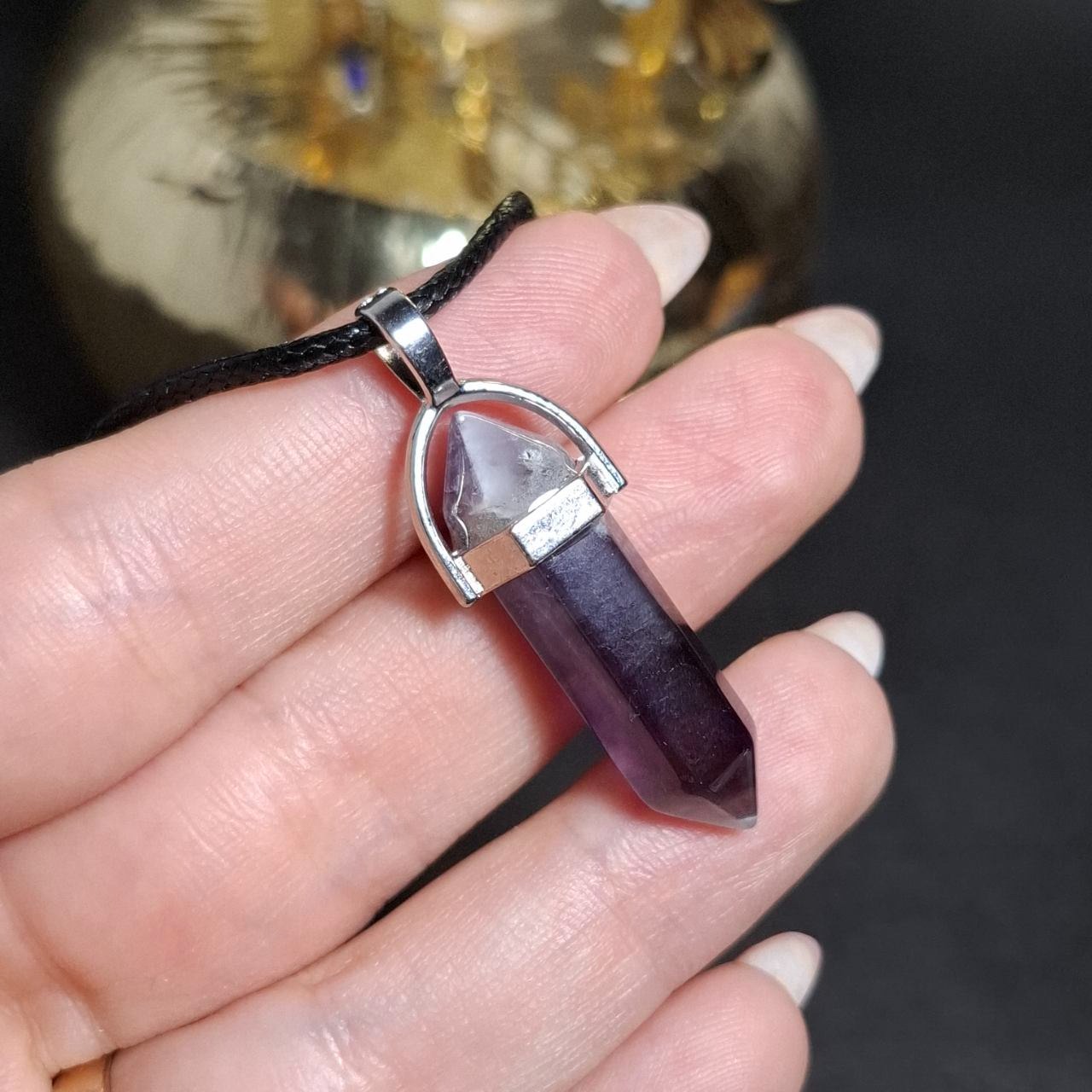 گردنبند آویز سنگ آمیتیست معدنی کد 10457