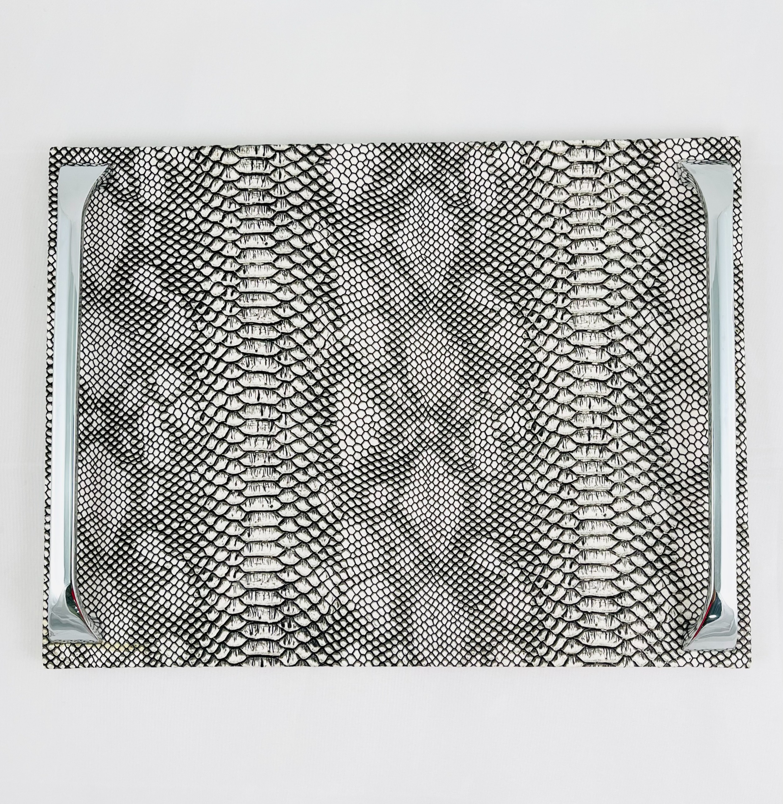 سینی دسته دار طرح چرم پوست ماری
