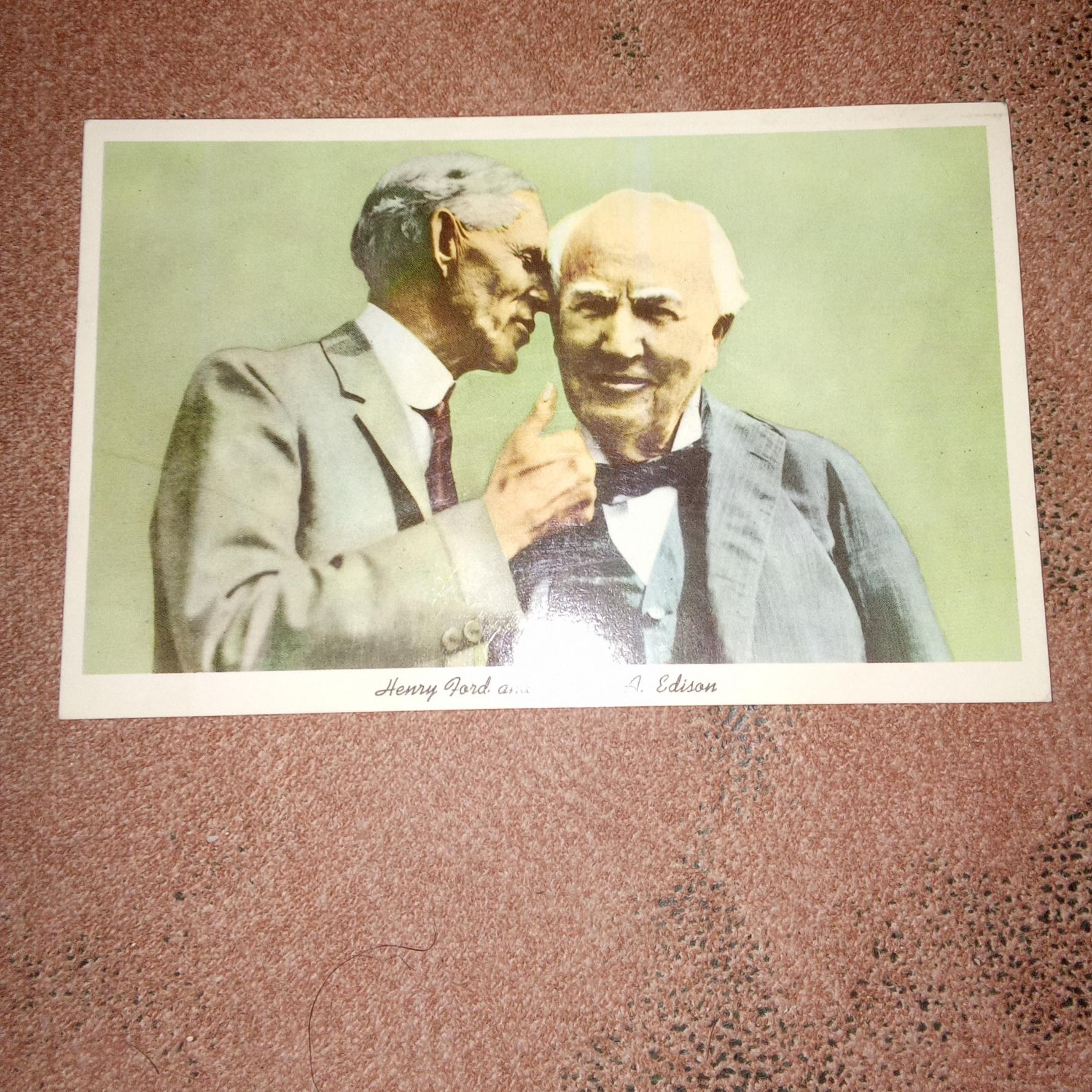 کارت پستال هنری فورد و توماس ادیسون