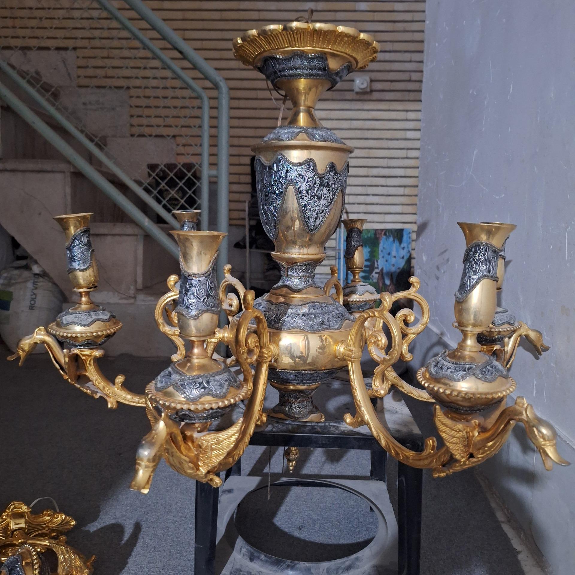 لوستر 6 شاخه طلایی