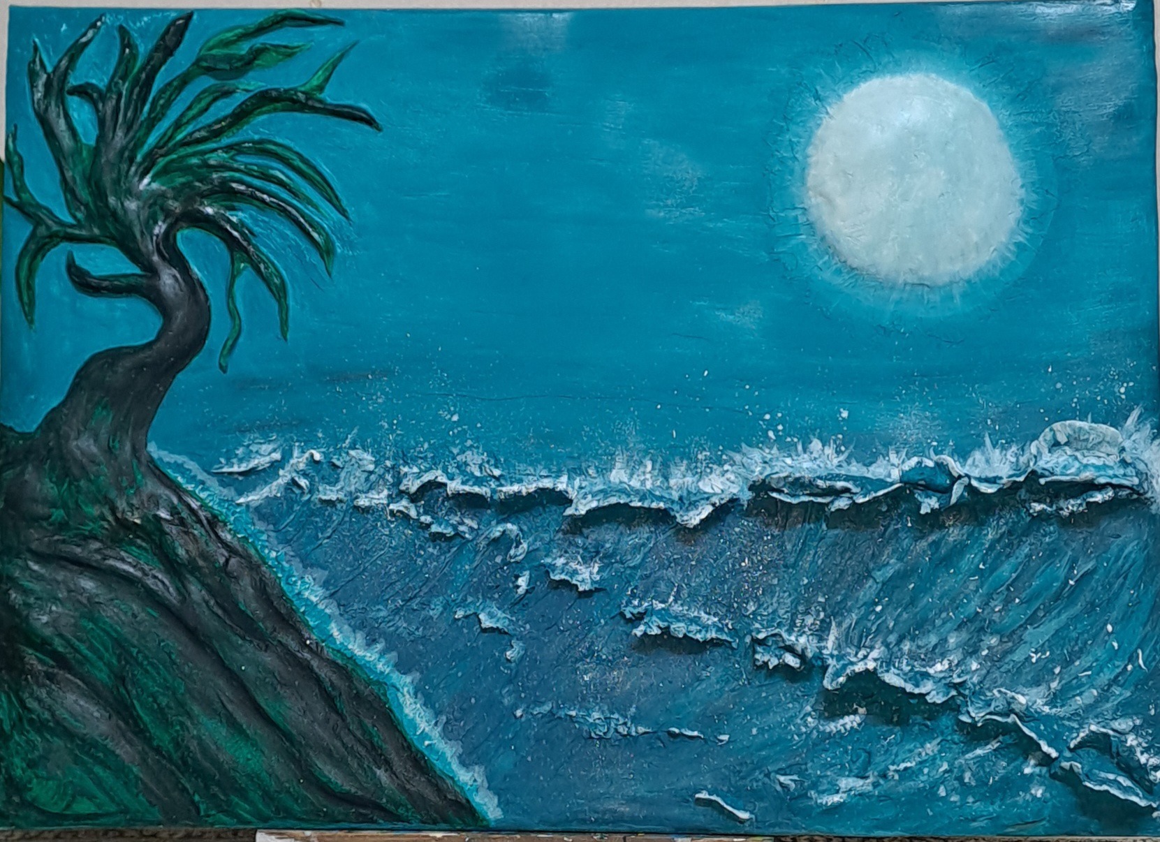 تابلوگچبری مدرن نقش برجسته رنگ روغن