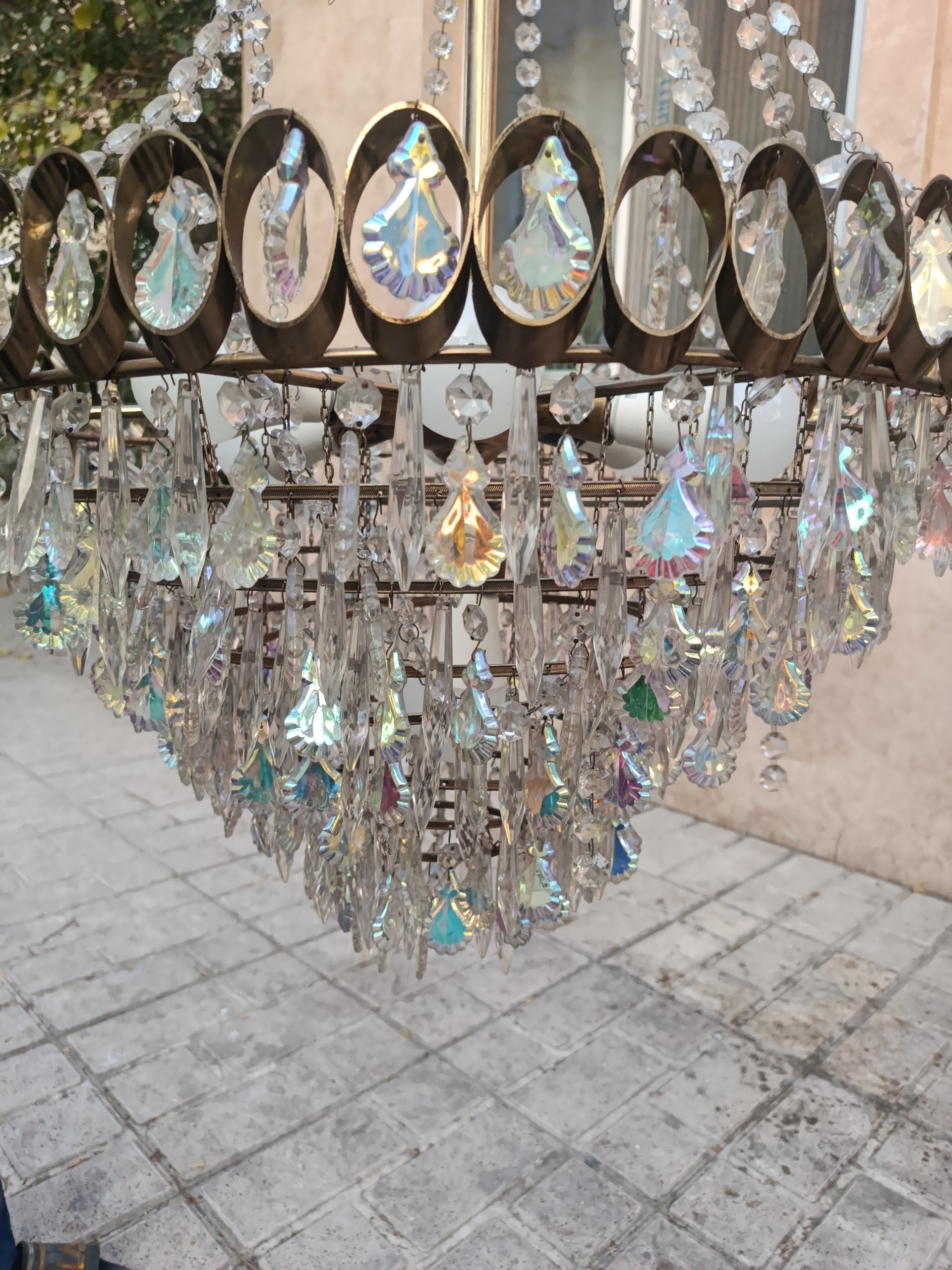 لوستر برنجی با کریستال چک