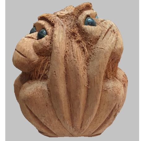 مجسمه چوبی دو میمون  از چوب نارگیل طبیعی