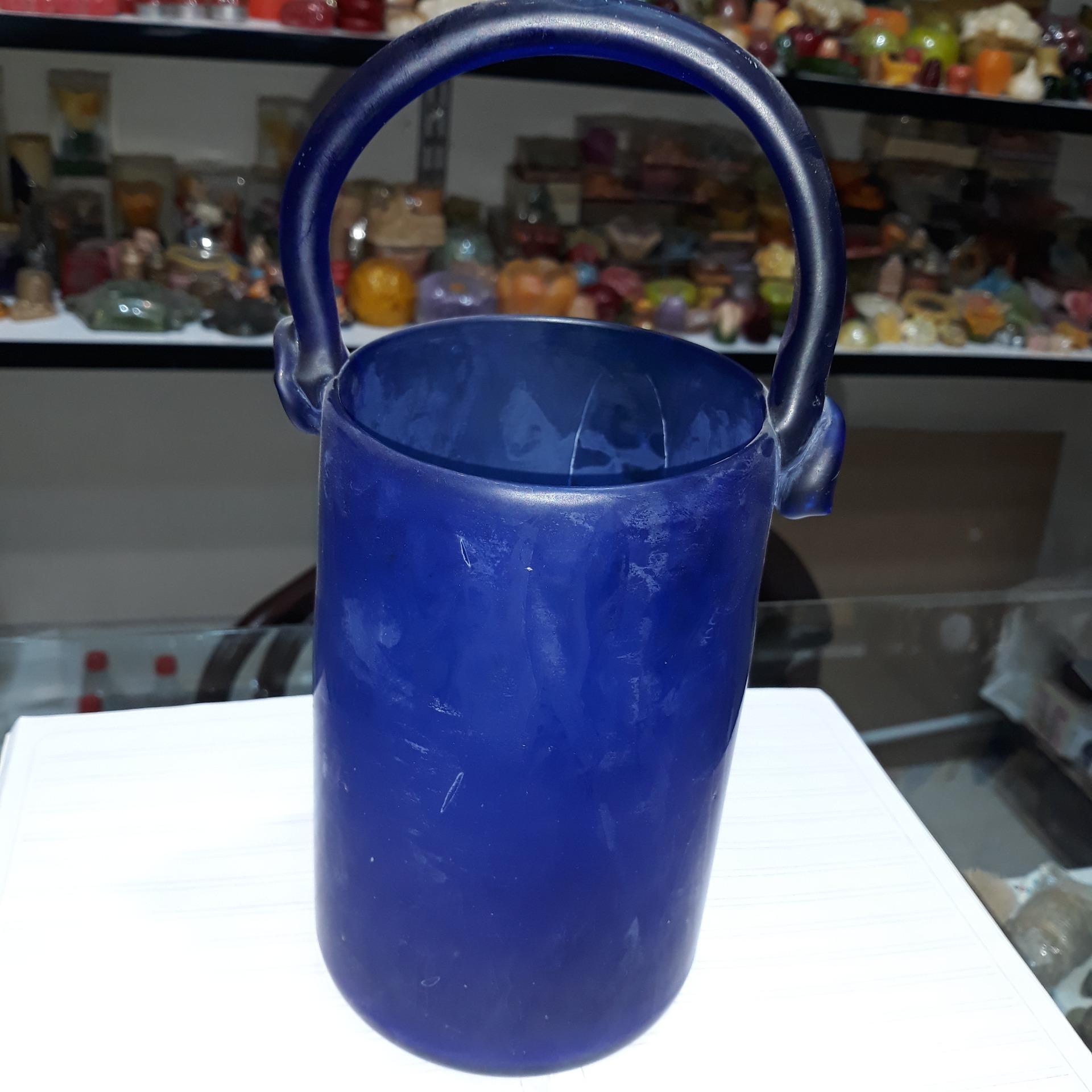 ظرف شیشه ای لاجوردی دست ساز