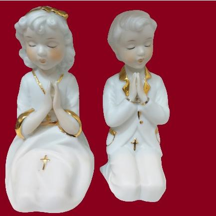 مجسمه دختر و پسر در حال دعا تزئینی و ظریف