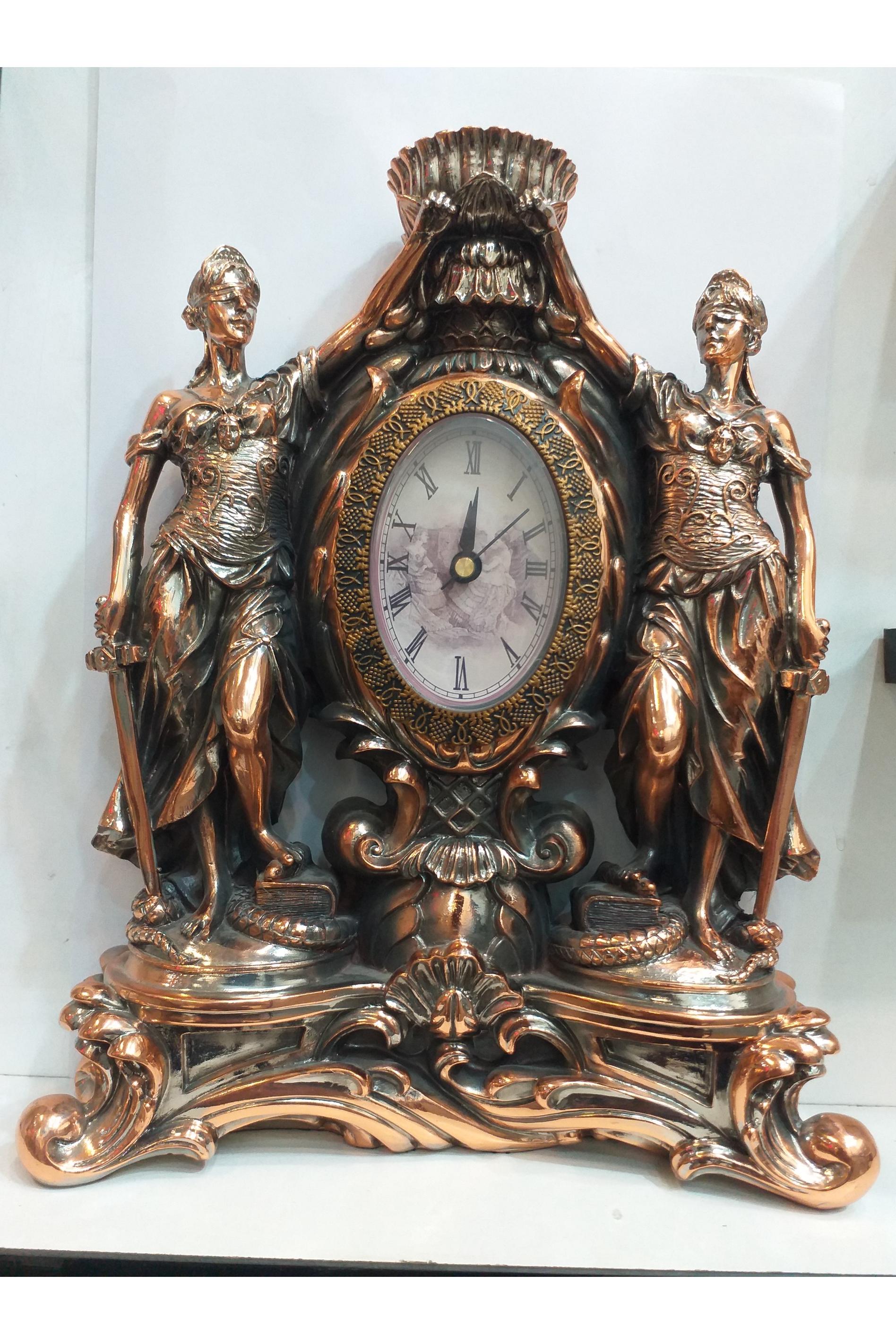 ساعت رومیزی فلزی سنگین طرح کلاسیک اروپایی