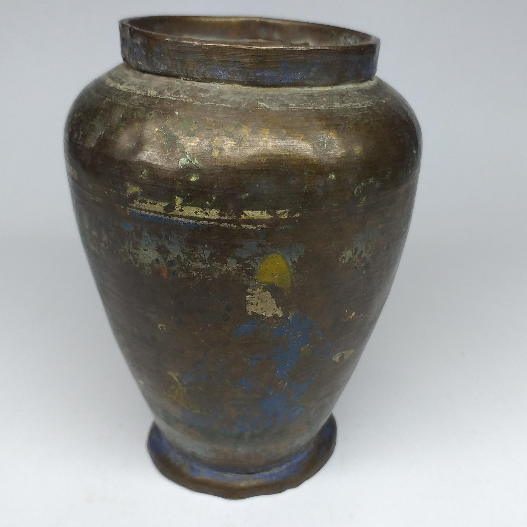 گلدان/کاسه فلزی عتیقه و کهن