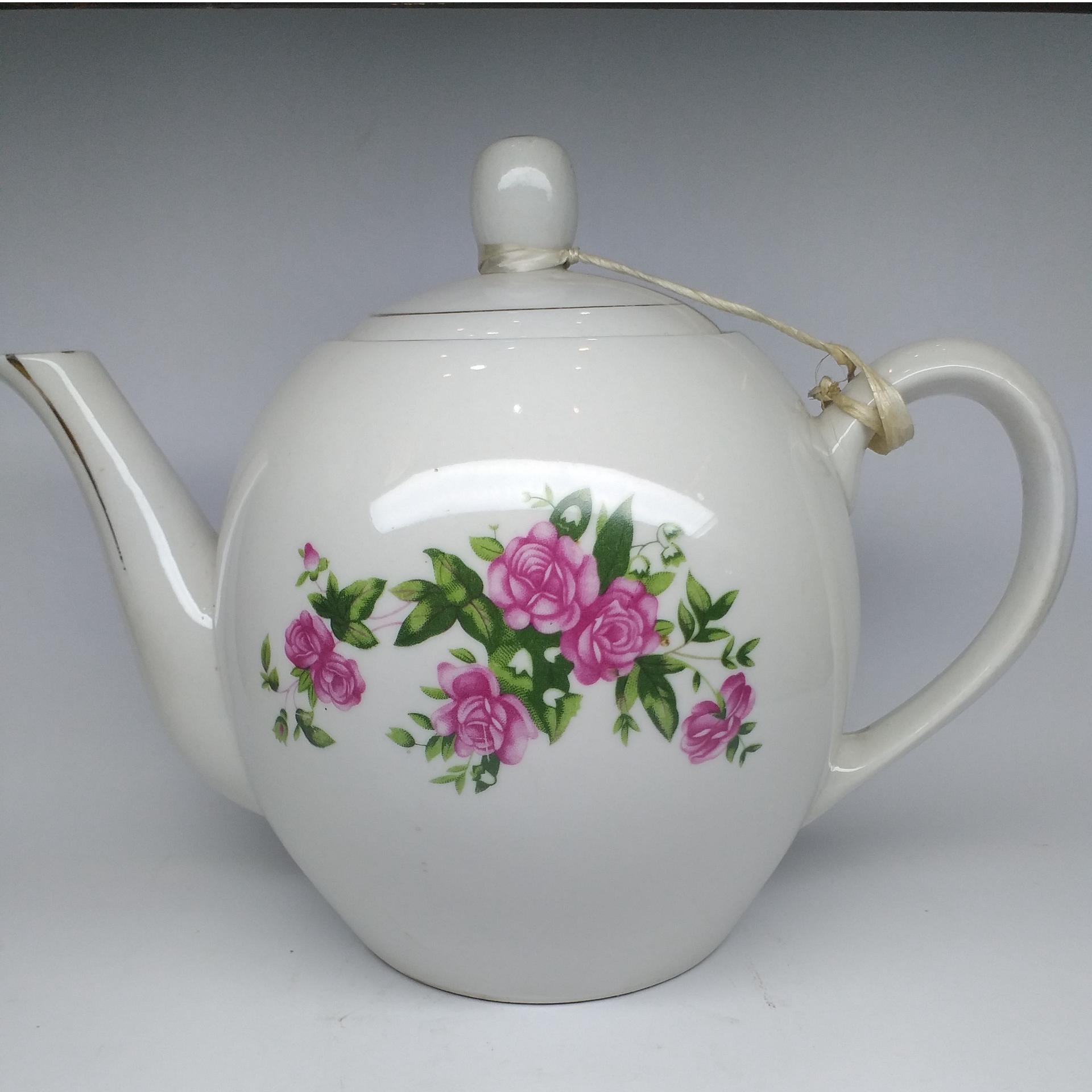 قوری سرامیکی بزرگ طرح گل رز ساخت چین