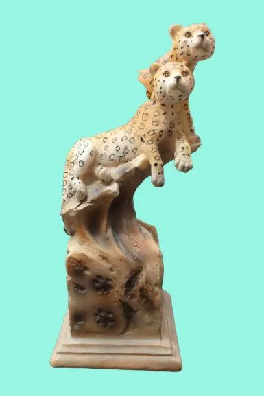 مجسمه دکوراتیو دو پلنگ روی صخره