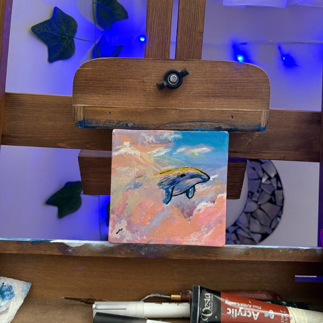 نقاشی فانتزی دلفین آسمونی