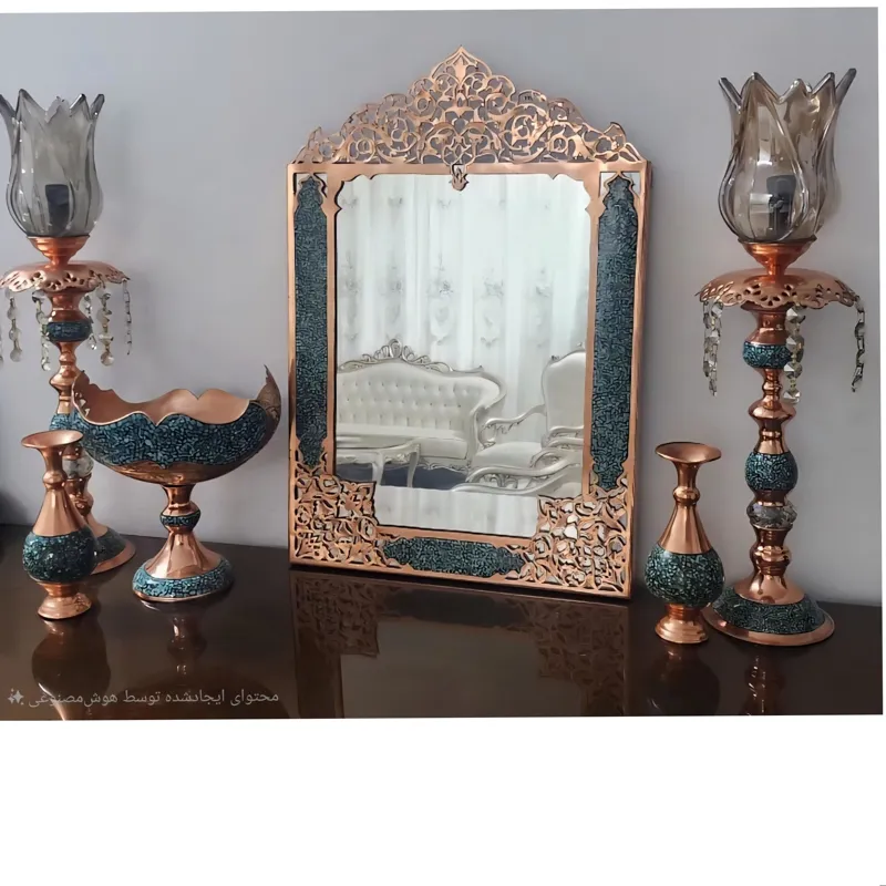 اینه شمعدان جا گلدانی و شکلات خوری