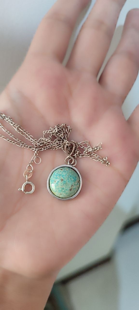 گردنبند نقره با سنگ فیروزه