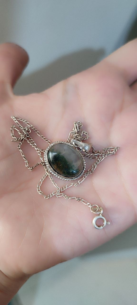 گردنبند نقره با سنگ شجر