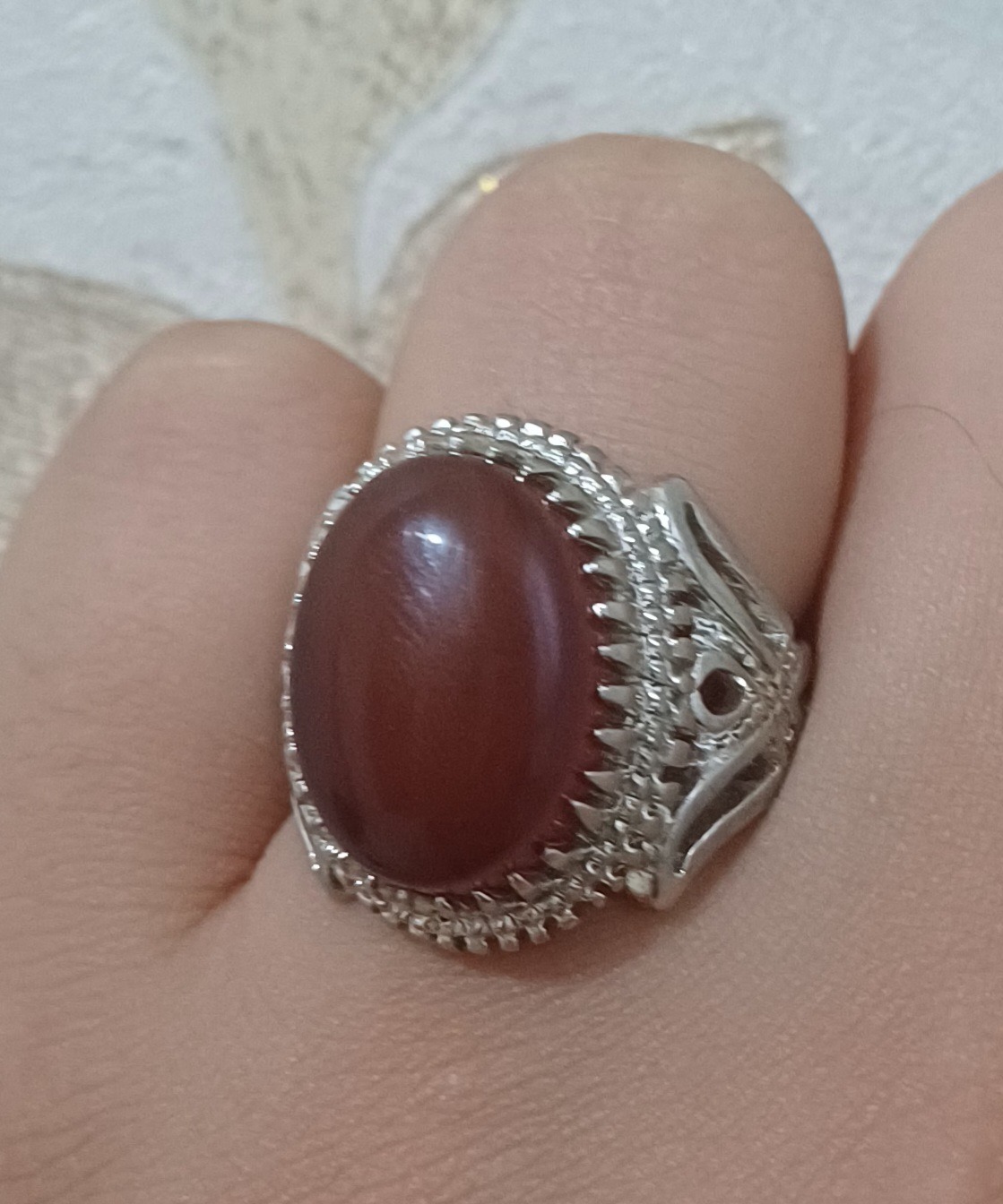 انگشتر عقیق نقره عیار پایین