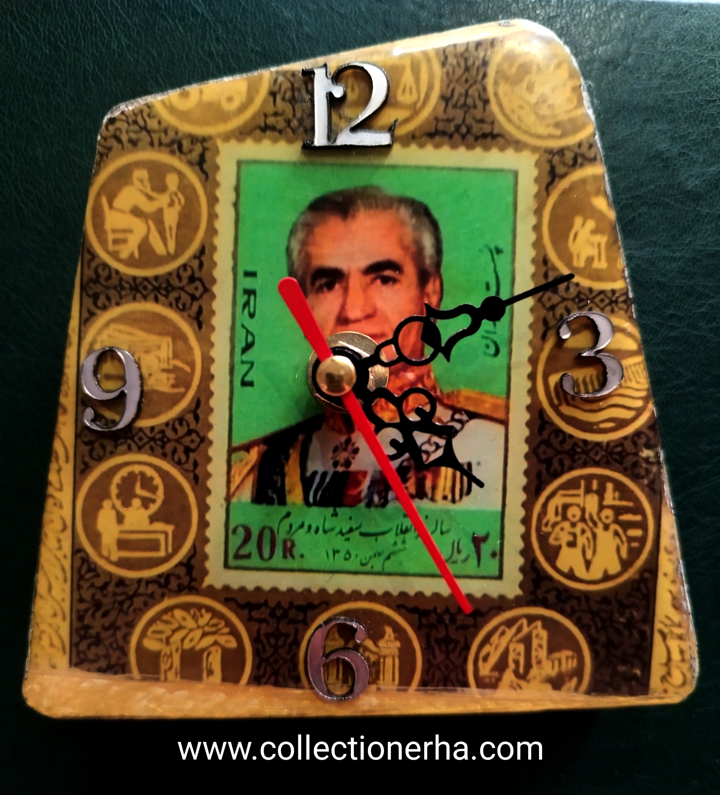 ساعت رومیزی زیبا با طرح تمبر محمدرضاشاه