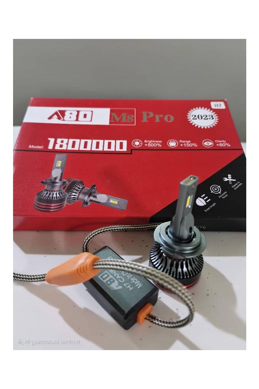 هدلایت خودرو مدل a80 m8 pro پایه h7 بسته دوعددی