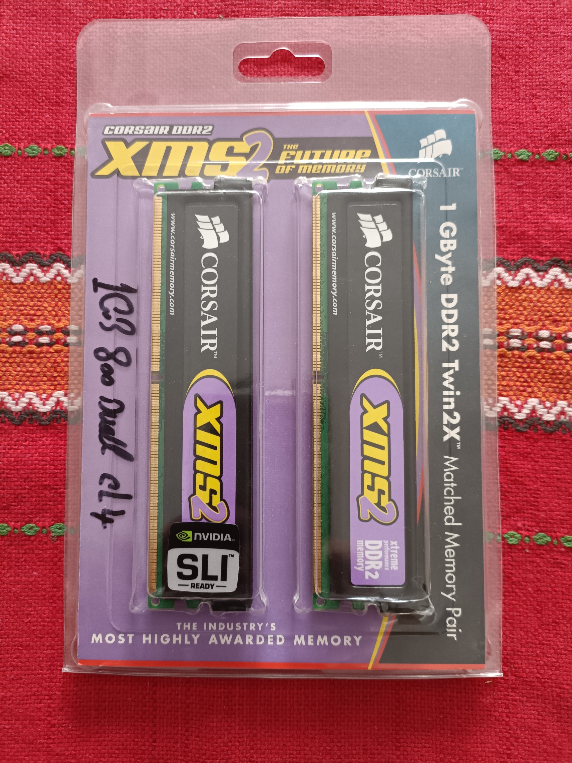 رم آکبند DDR2 800 Corsair 2×512=1gb هیت سینک دار