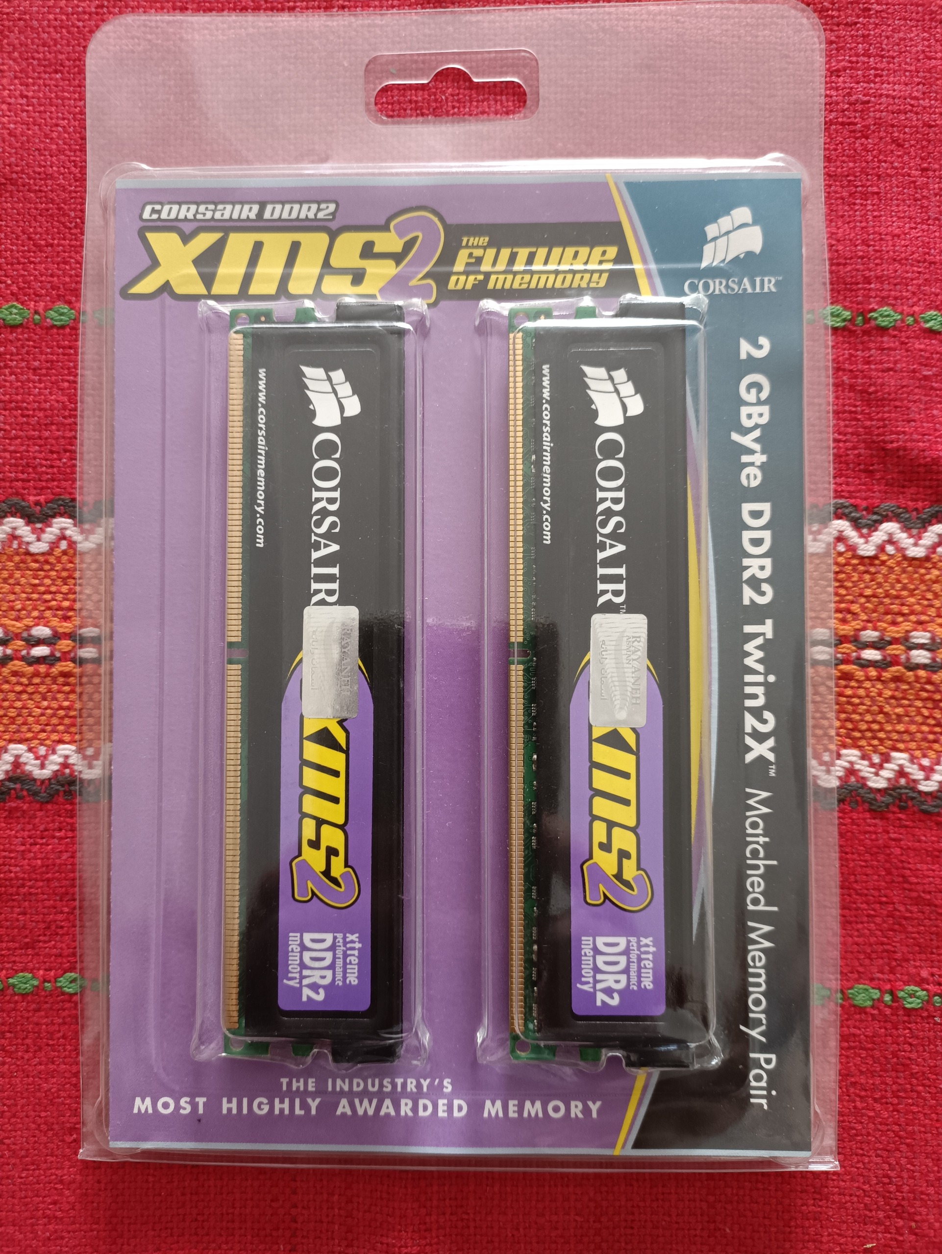 رم آکبند DDR2 800 Corsair 2×1gb=2gb هیت سینک دار