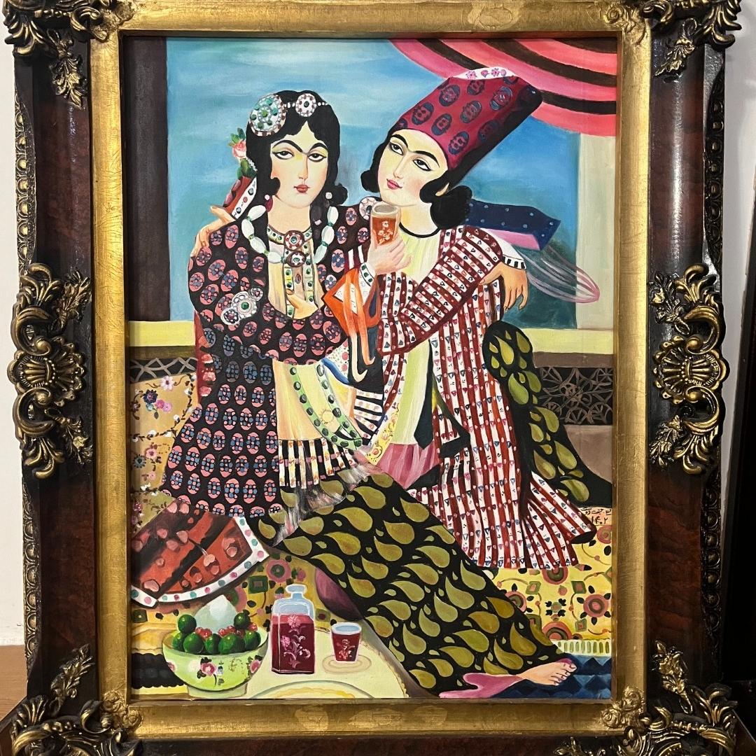 نقاشی مینیاتوری قاجاری رنگ روغن