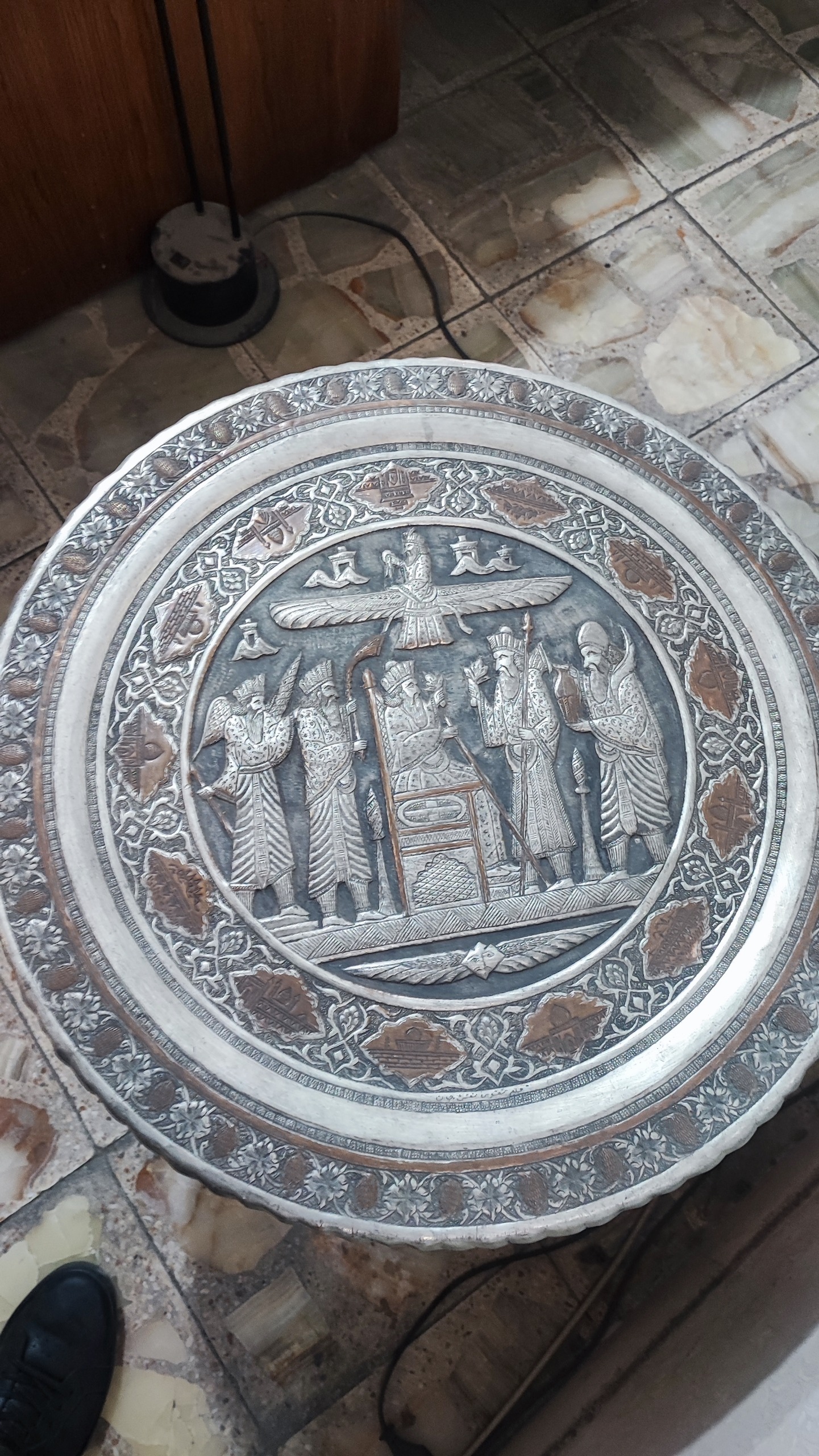 سینی مسی قلم زنی آنتیک