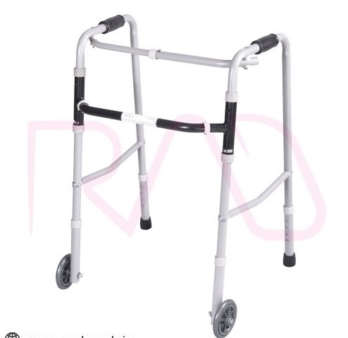 واکر تاشو آلومینیومی چرخ دار با ارتفاع قابل تنظیم
