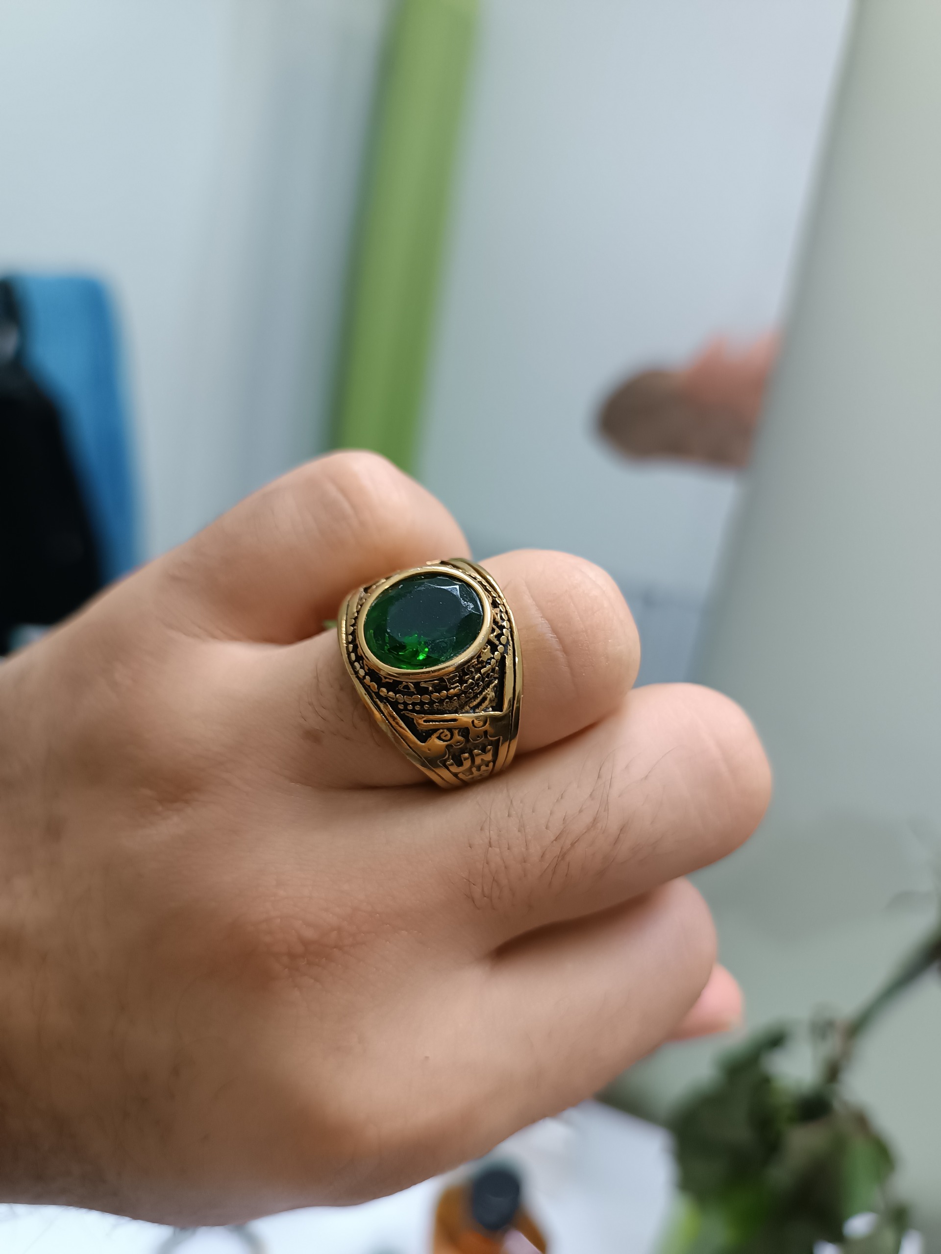 انگشتر مردانه استیل طلایی زد آب